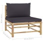 3 pcs conj. lounge jardim em bambu c/ almofadões cinza-escuro