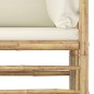 4 pcs conj. lounge p/ jardim em bambu c/ almofadões branco nata