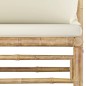 4 pcs conj. lounge p/ jardim em bambu c/ almofadões branco nata