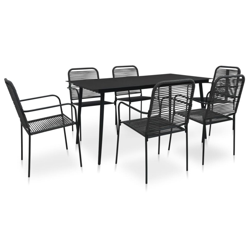 7 pcs conjunto de jantar p/ jardim corda de algodão e aço preto-Conjuntos de jardim-Home Retail