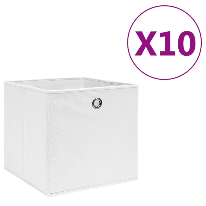 Caixas arrumação 10 pcs 28x28x28 cm tecido-não-tecido branco-Cestos para complementos-Home Retail