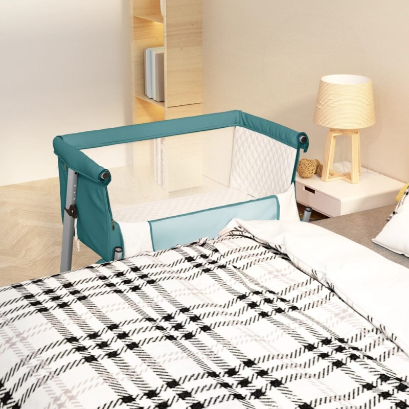 Cama de bebé com colchão tecido de linho verde-Berços e camas infantis-Home Retail