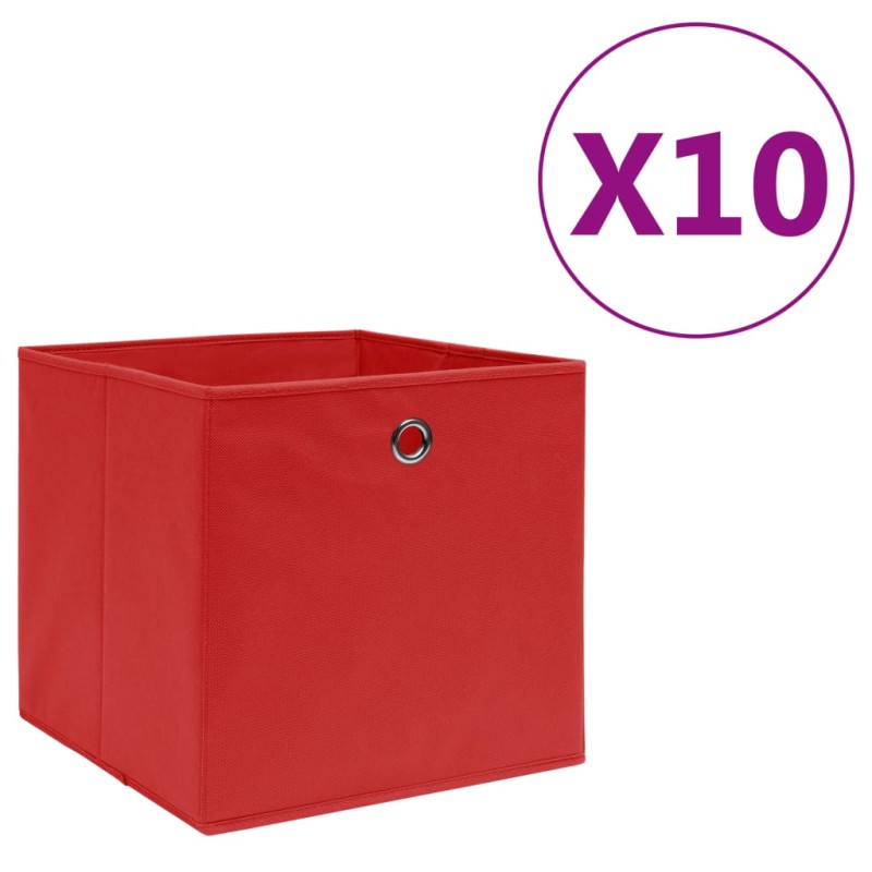 Caixas arrumação 10 pcs 28x28x28 cm tecido-não-tecido vermelho-Cestos para complementos-Home Retail