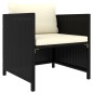 12 pcs conjunto lounge de jardim c/ almofadões vime PE preto