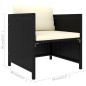 12 pcs conjunto lounge de jardim c/ almofadões vime PE preto