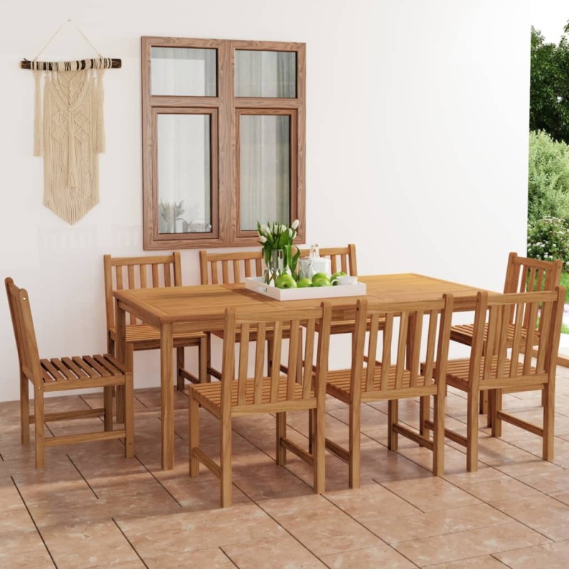 9 pcs conjunto de jantar p/ jardim madeira de teca maciça-Conjuntos de jardim-Home Retail