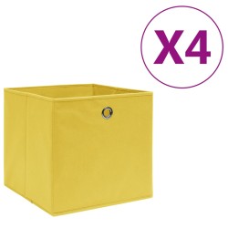 Caixas arrumação 4 pcs 28x28x28 cm tecido-não-tecido amarelo