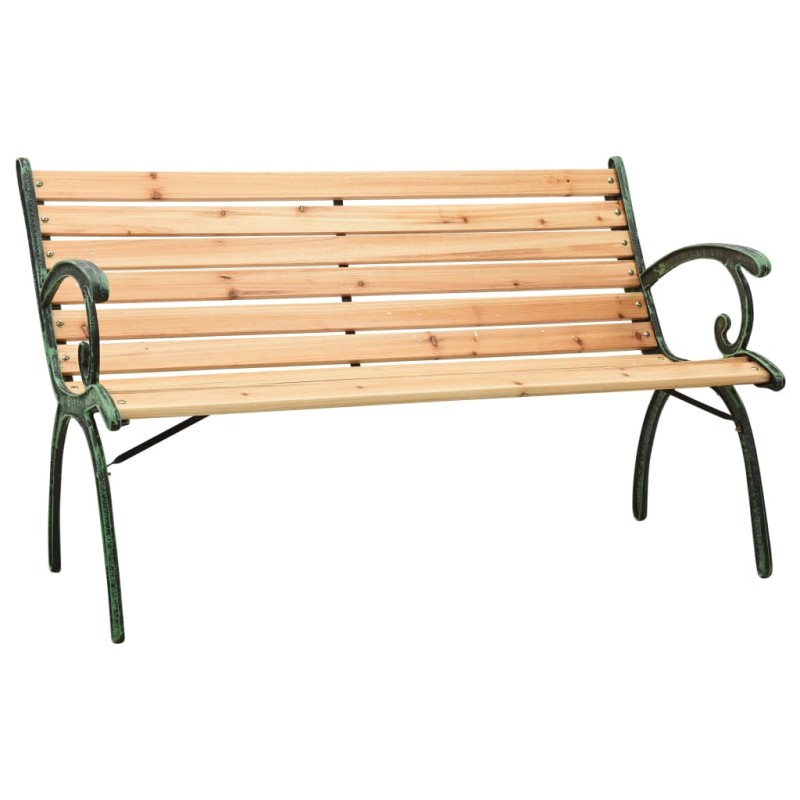 Banco de jardim 123 cm ferro fundido e madeira de abeto maciça-Bancos de jardim-Home Retail