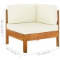 2 pcs conj. lounge de jardim c/ almofadões branco nata acácia