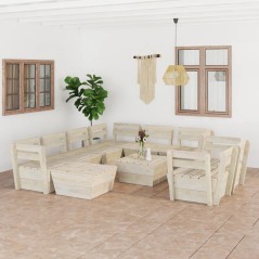 10 pcs conjunto lounge de paletes madeira de abeto impregnada