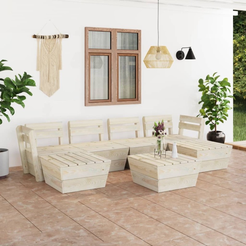 7 pcs conjunto lounge de paletes madeira de abeto impregnada-Conjuntos de jardim-Home Retail