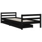 Estrutura cama infantil c/ gavetas 90x200 cm pinho maciço preto