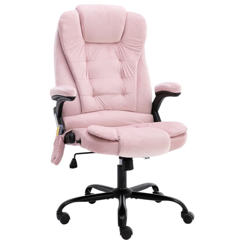 Cadeira de escritório c/ função de massagem veludo rosa-Cadeiras de escritório-Home Retail