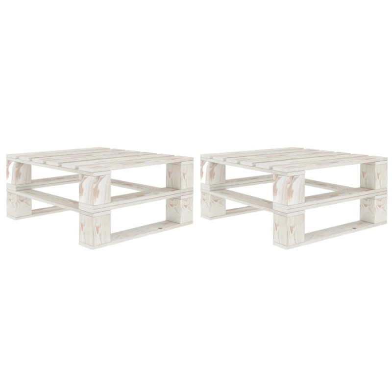 Mesas de paletes para jardim 2 pcs madeira branco-Mesas de jardim-Home Retail