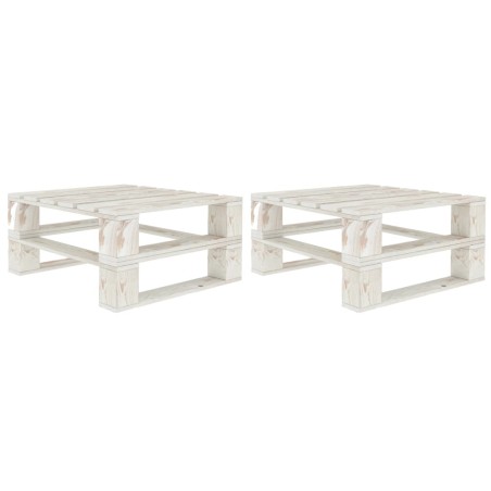 Mesas de paletes para jardim 2 pcs madeira branco