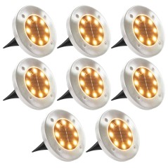 Iluminação LED solar de solo 8 pcs branco quente