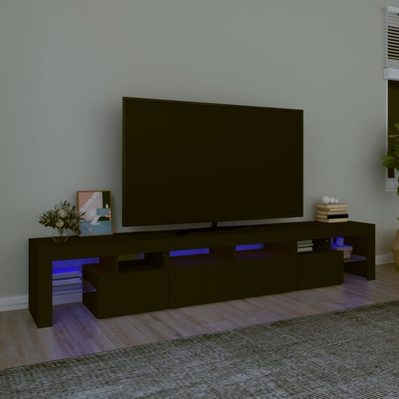 Móvel de TV com luzes LED 230x36,5x40 cm preto-Móveis de TV-Home Retail