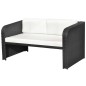 4 pcs conjunto lounge de jardim c/ almofadões vime PE preto