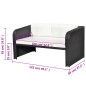 4 pcs conjunto lounge de jardim c/ almofadões vime PE preto