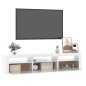 Móvel de TV com luzes LED 180x35x40 cm branco brilhante