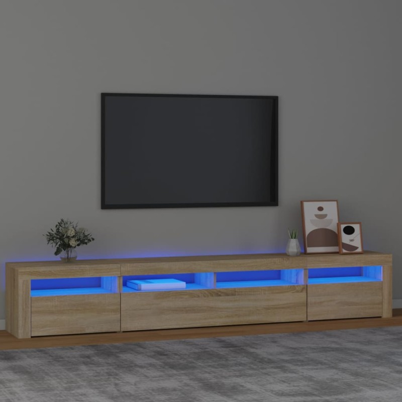 Móvel de TV com luzes LED 240x35x40 cm carvalho sonoma-Móveis de TV-Home Retail