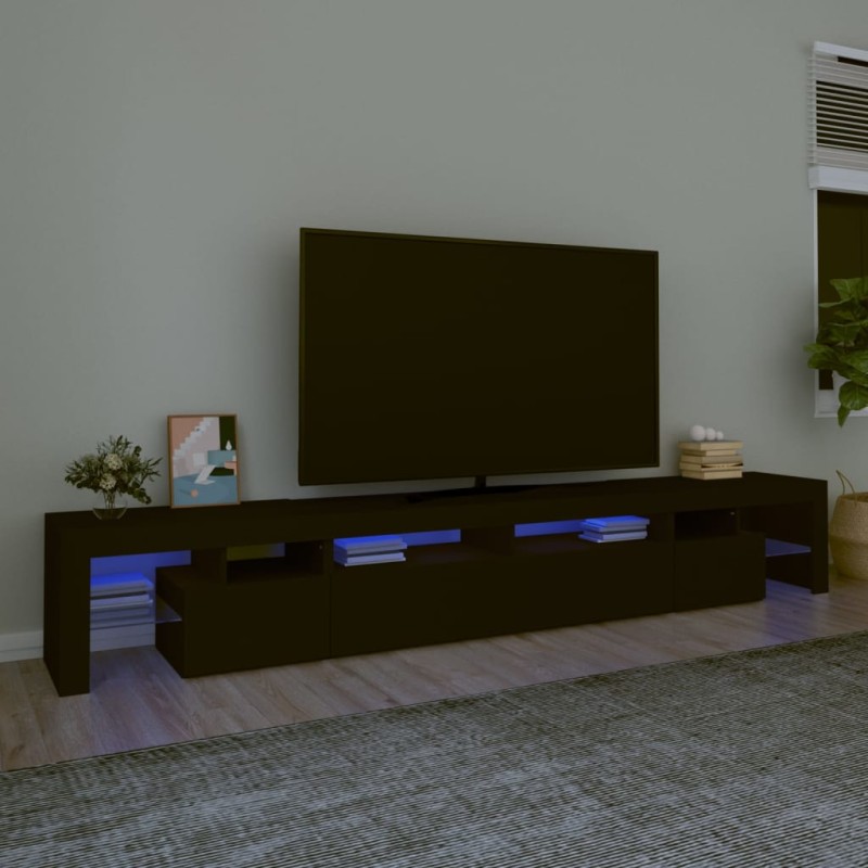 Móvel de TV com luzes LED 260x36,5x40 cm preto-Móveis de TV-Home Retail