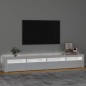 Móvel de TV com luzes LED 240x35x40 cm branco brilhante