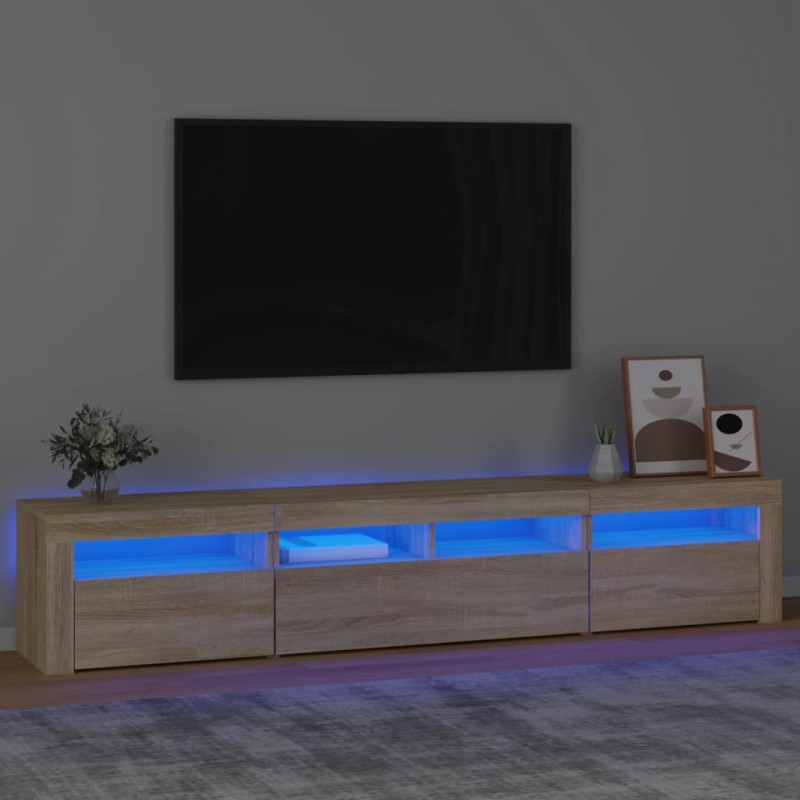 Móvel de TV com luzes LED 210x35x40 cm carvalho sonoma-Móveis de TV-Home Retail