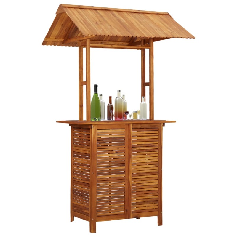 Mesa de bar exterior c/ telhado 113x106x217 cm acácia maciça-Mesas de jardim-Home Retail