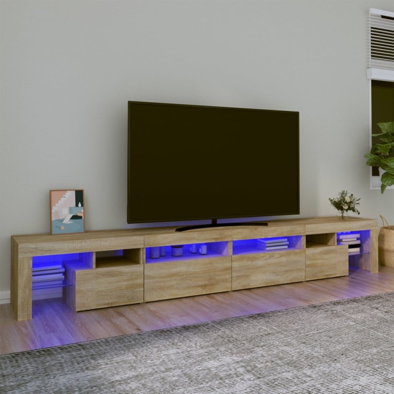 Móvel de TV com luzes LED 260x36,5x40 cm carvalho sonoma-Móveis de TV-Home Retail