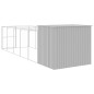 Casota cães c/ parque 214x661x181 cm aço galvaniz. cinza-claro