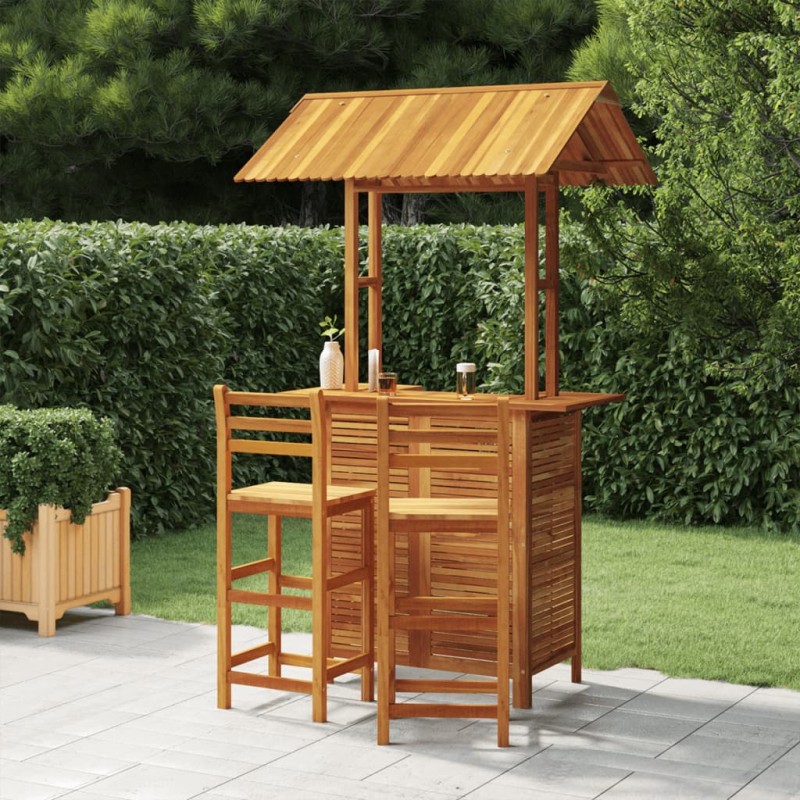 3 pcs conjunto de bar para jardim madeira de acácia maciça-Conjuntos de jardim-Home Retail