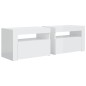 Mesas cabeceira c/ luzes LED 2 pcs 60x35x40 cm branco brilhante