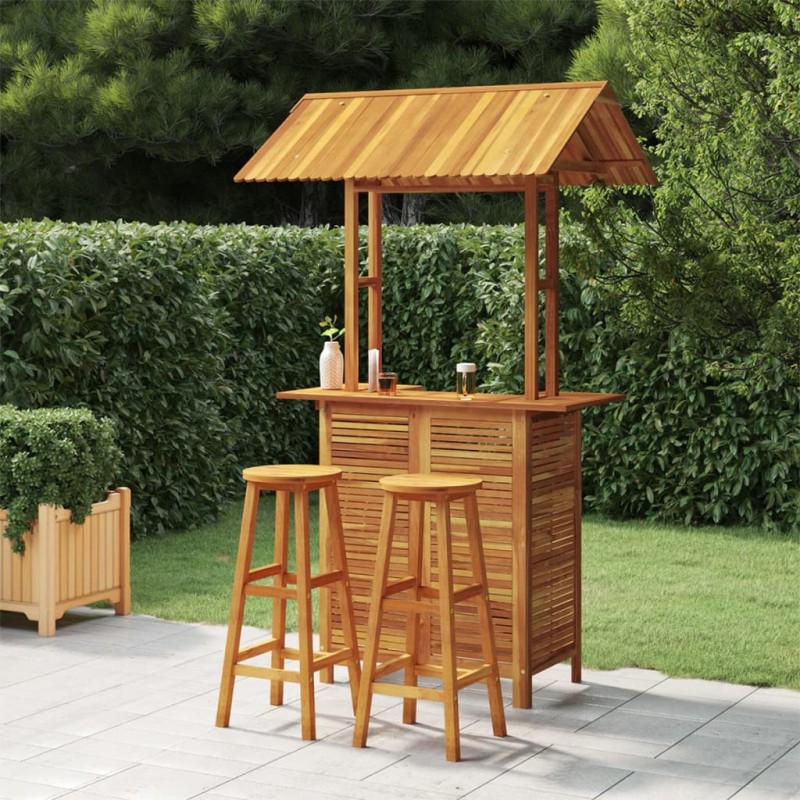 3 pcs conjunto de bar para jardim madeira de acácia maciça-Conjuntos de jardim-Home Retail