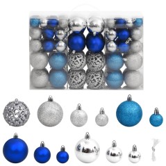 Enfeites de Natal 100 pcs 3 / 4 / 6 cm azul e prateado