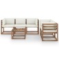 6 pcs conjunto lounge de jardim c/ almofadões cor creme