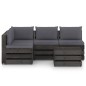 5 pcs conj. lounge jardim + almofadões madeira impreg. cinzento