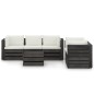 6 pcs conj. lounge jardim + almofadões madeira impreg. cinzento