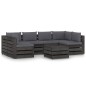 7 pcs conj. lounge jardim + almofadões madeira impreg. cinzento