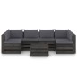 7 pcs conj. lounge jardim + almofadões madeira impreg. cinzento