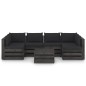 7 pcs conj. lounge jardim + almofadões madeira impreg. cinzento