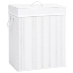 Cesto para roupa suja c/ secção única 83 L bambu branco