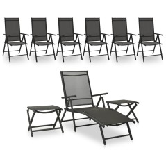 9 pcs conjunto lounge de jardim preto e antracite