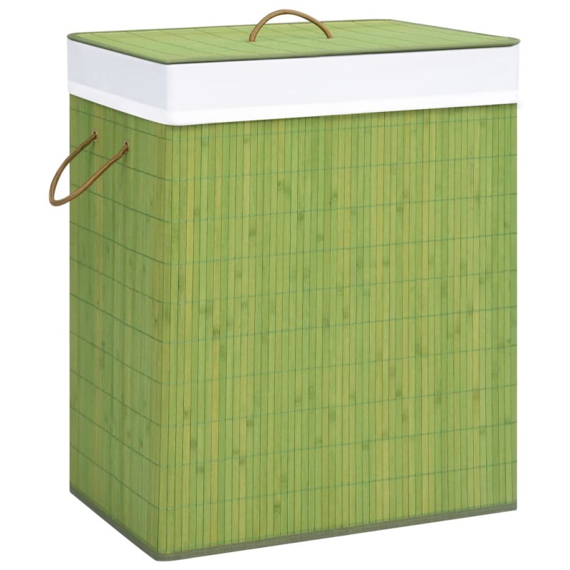 Cesto para roupa suja c/ 2 secções 100 L bambu verde-Cestos para lavandaria-Home Retail