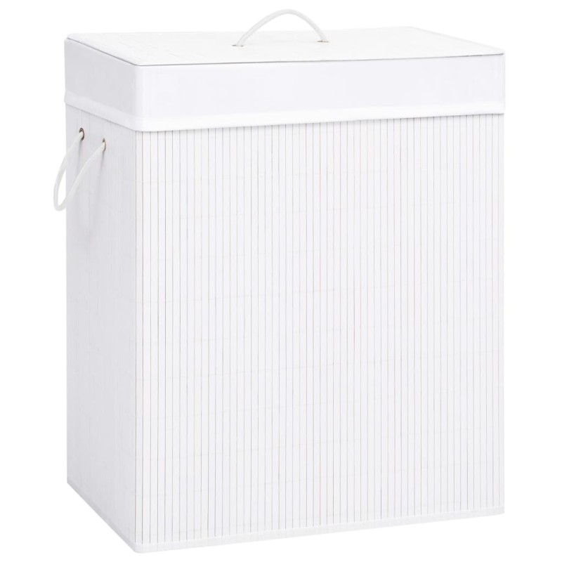 Cesto para roupa suja c/ 2 secções 100 L bambu branco-Cestos para lavandaria-Home Retail