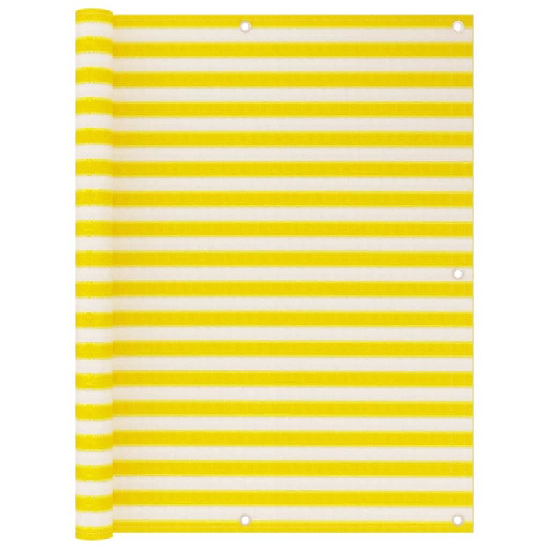 Tela de varanda 120x500 cm PEAD amarelo e branco-Guarda-sóis e telas de varanda-Home Retail