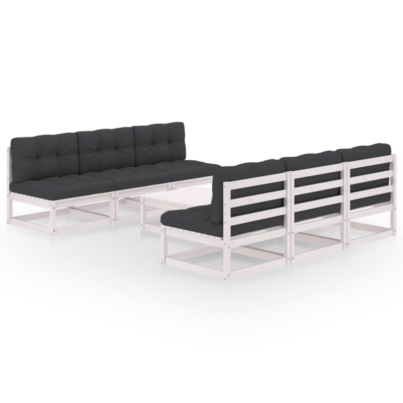 7 pcs conjunto lounge de jardim c/ almofadões pinho maciço-Conjuntos de jardim-Home Retail