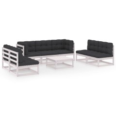 8 pcs conjunto lounge de jardim com almofadões pinho maciço