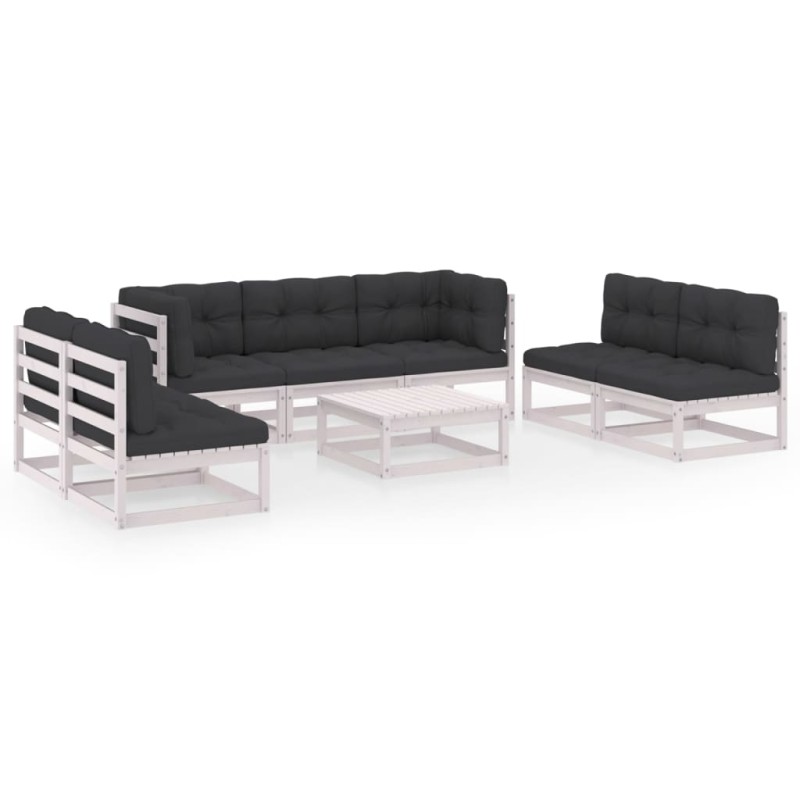 8 pcs conjunto lounge de jardim com almofadões pinho maciço-Conjuntos de jardim-Home Retail