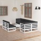 8 pcs conjunto lounge de jardim c/ almofadões pinho maciço